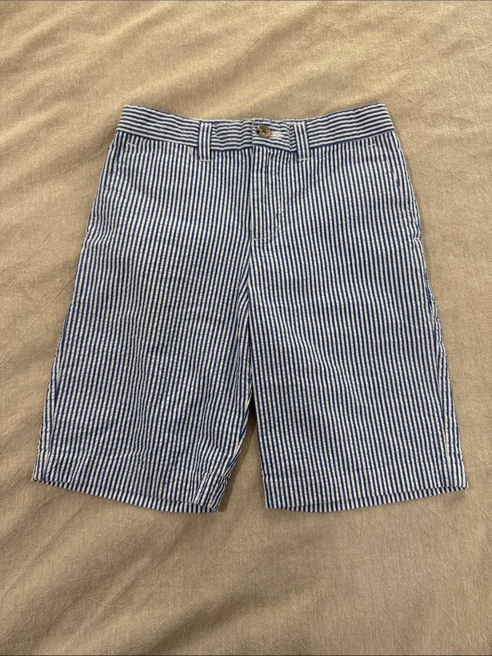 Polo by Ralph Lauren Navy & White Seersucker Flat-Front Shorts